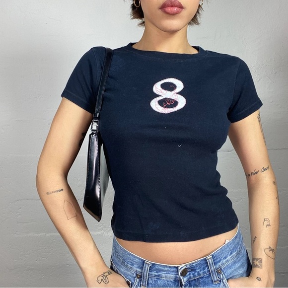 (Must bundle!) DAZY Baby Tee - Size Small #8 dark blue - Picture 1 of 6
